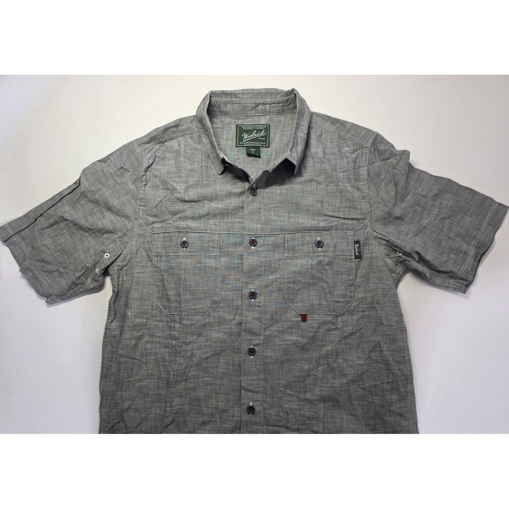 Woolrich Mens Size M Short Sleeve Denim Button Up Shirt